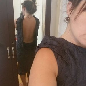 Super low back sexy 100% silk crinkly dress